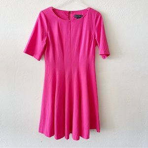 Jessica Howard Hot Pink Barbie Work Career Sleeves Fit Flare Women's Dress 10
